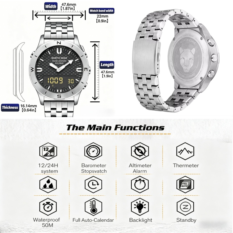 NORTH EDGE Men Outdoor Digital - огляд і ціна Altimeter Compass Watch